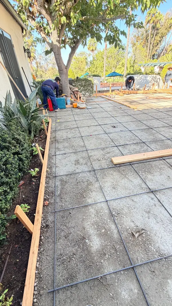 Forms and rebar set before a pour